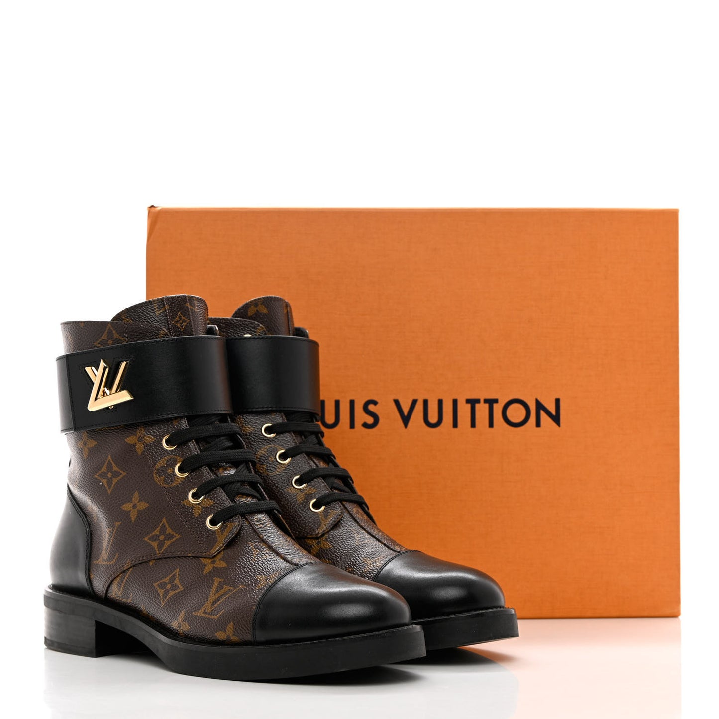 Calfskin Monogram Wonderland Flat Ranger Boots 41 Black