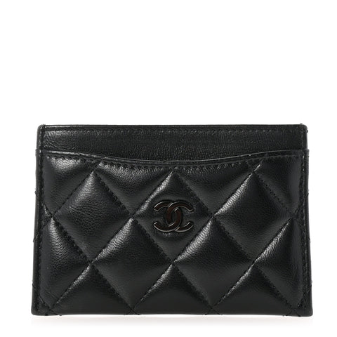 Lambskin Quilted Card Holder So Black