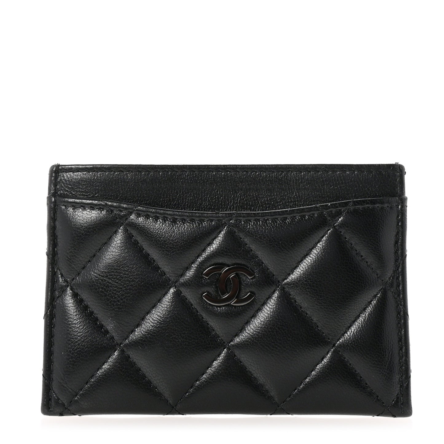 Lambskin Quilted Card Holder So Black