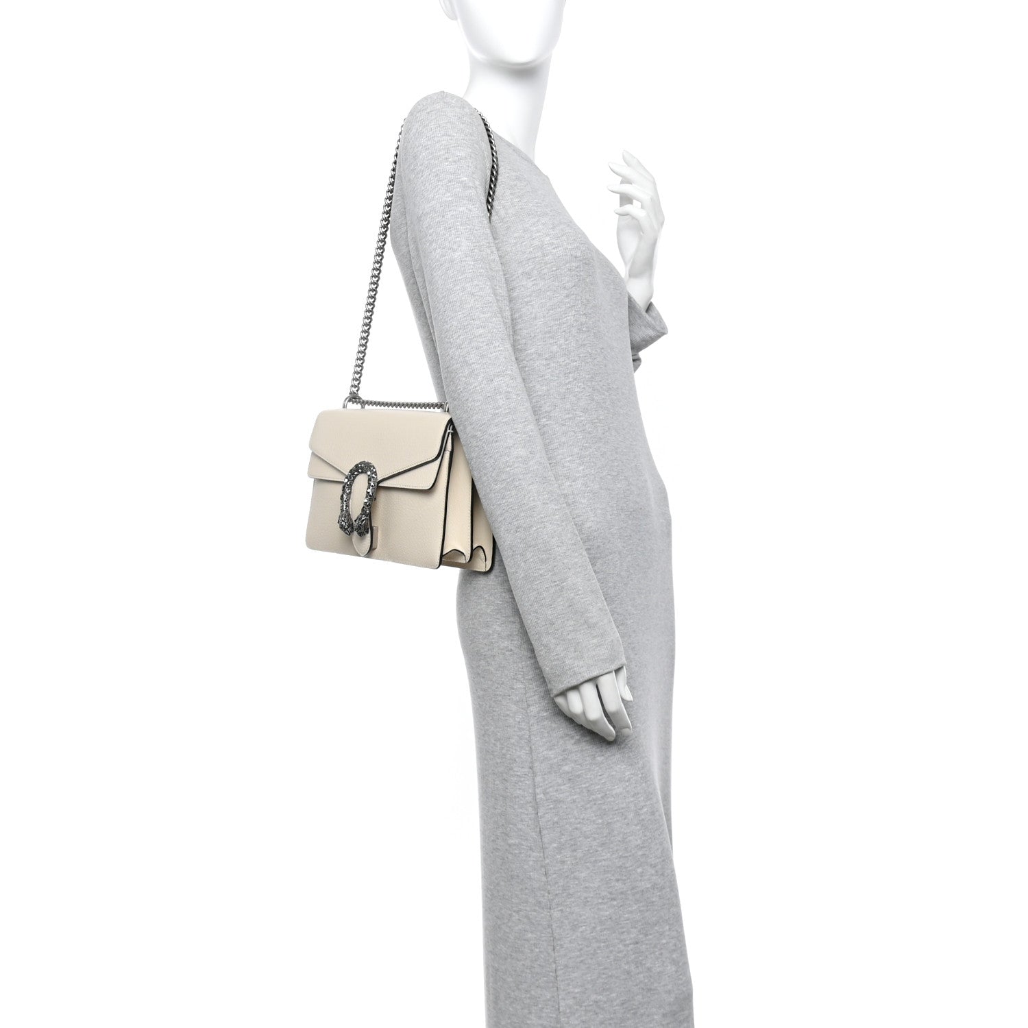 Gucci Textured Calfskin Crystal Small Dionysus Shoulder Bag Mystic White 2 of 12