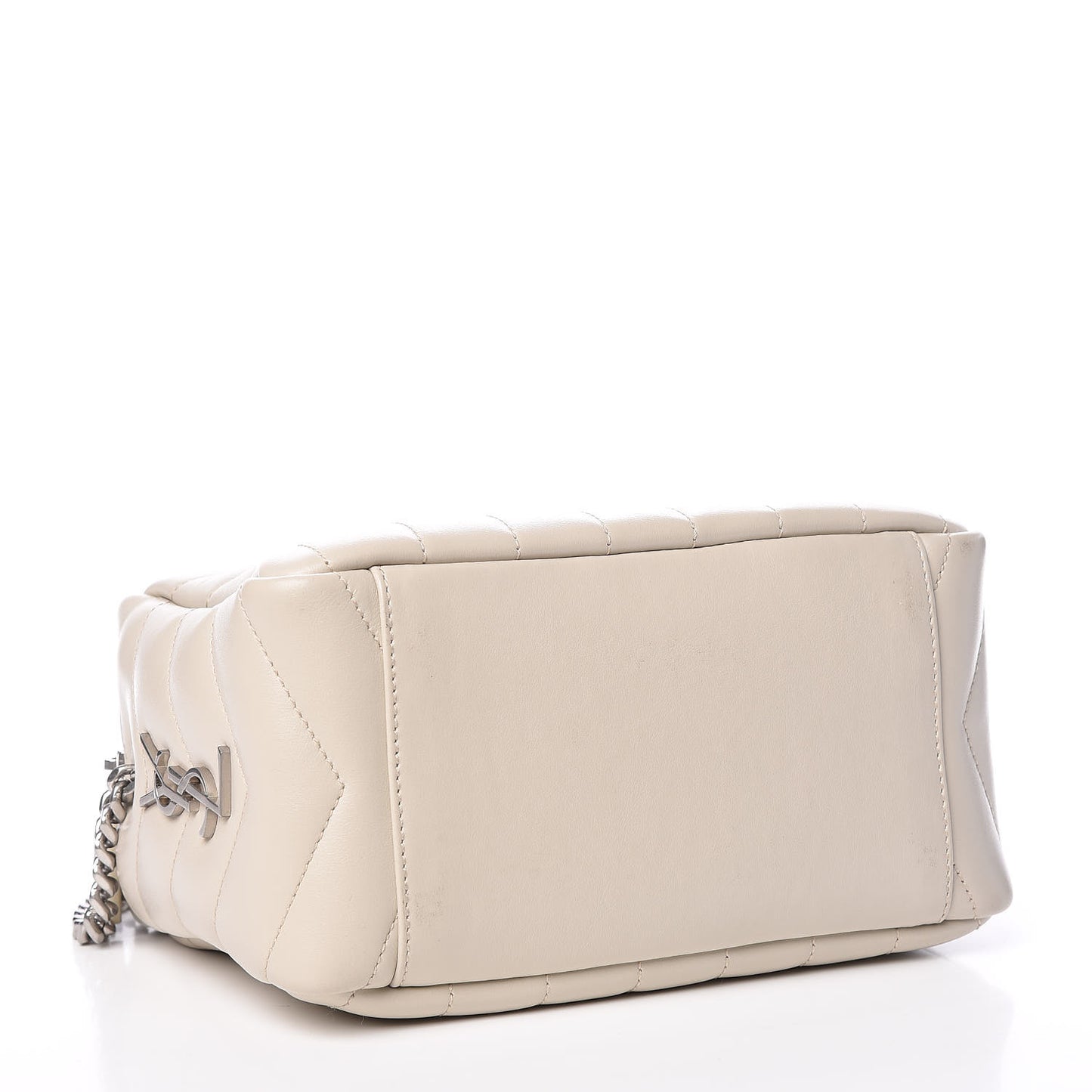 Calfskin Y Quilted Monogram Small Loulou Bowling Bag Ivory