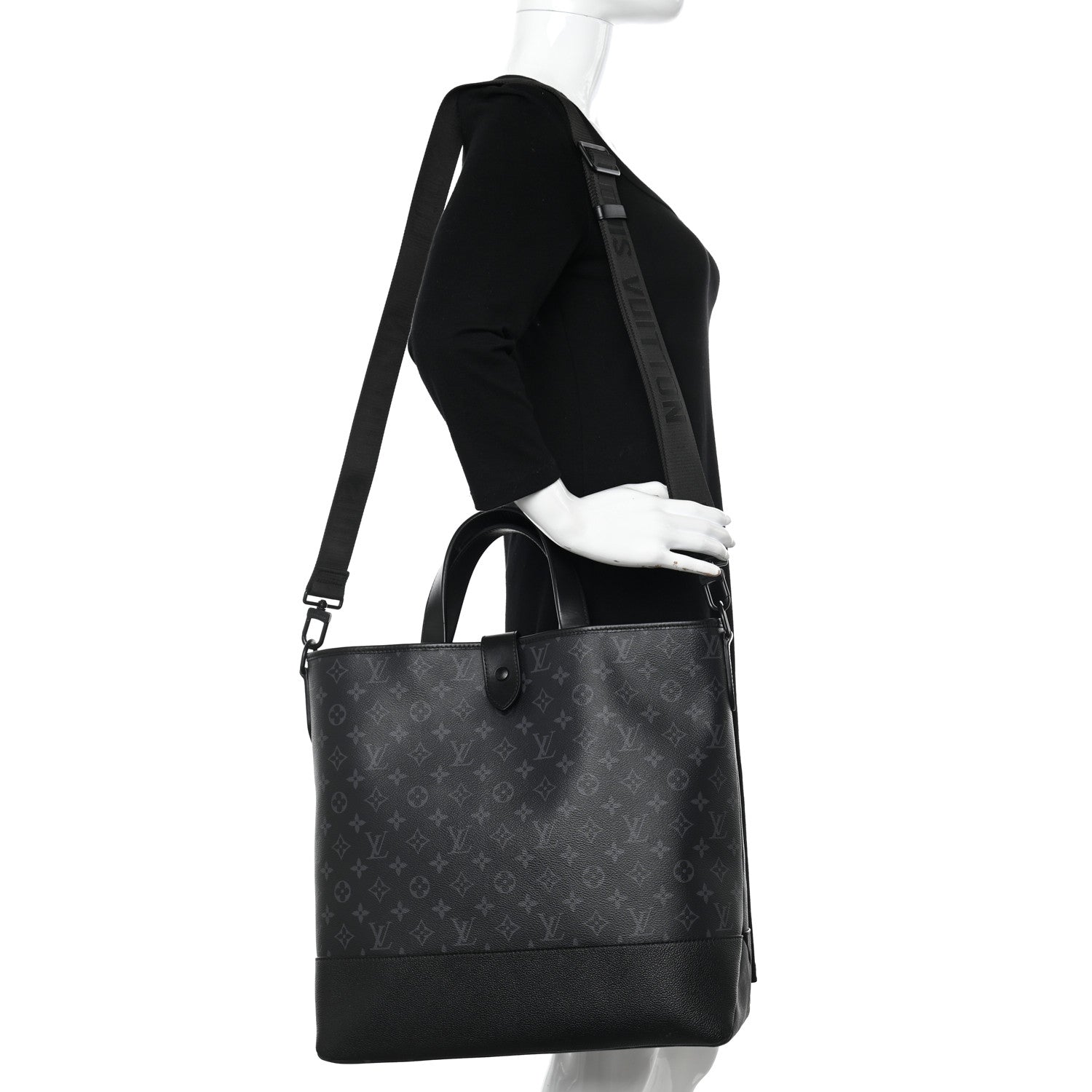 Louis Vuitton Monogram Eclipse Saumur Tote Black 2 of 9