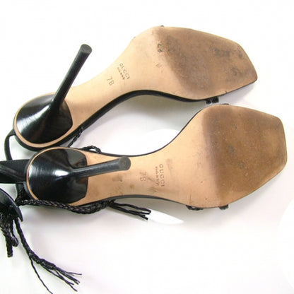 Gucci Leather Lace Up Heels 7 Black 5 of 7