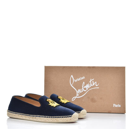Christian Louboutin Velvet Nanou Orlato Espadrilles 41 Navy Gold 8 of 9