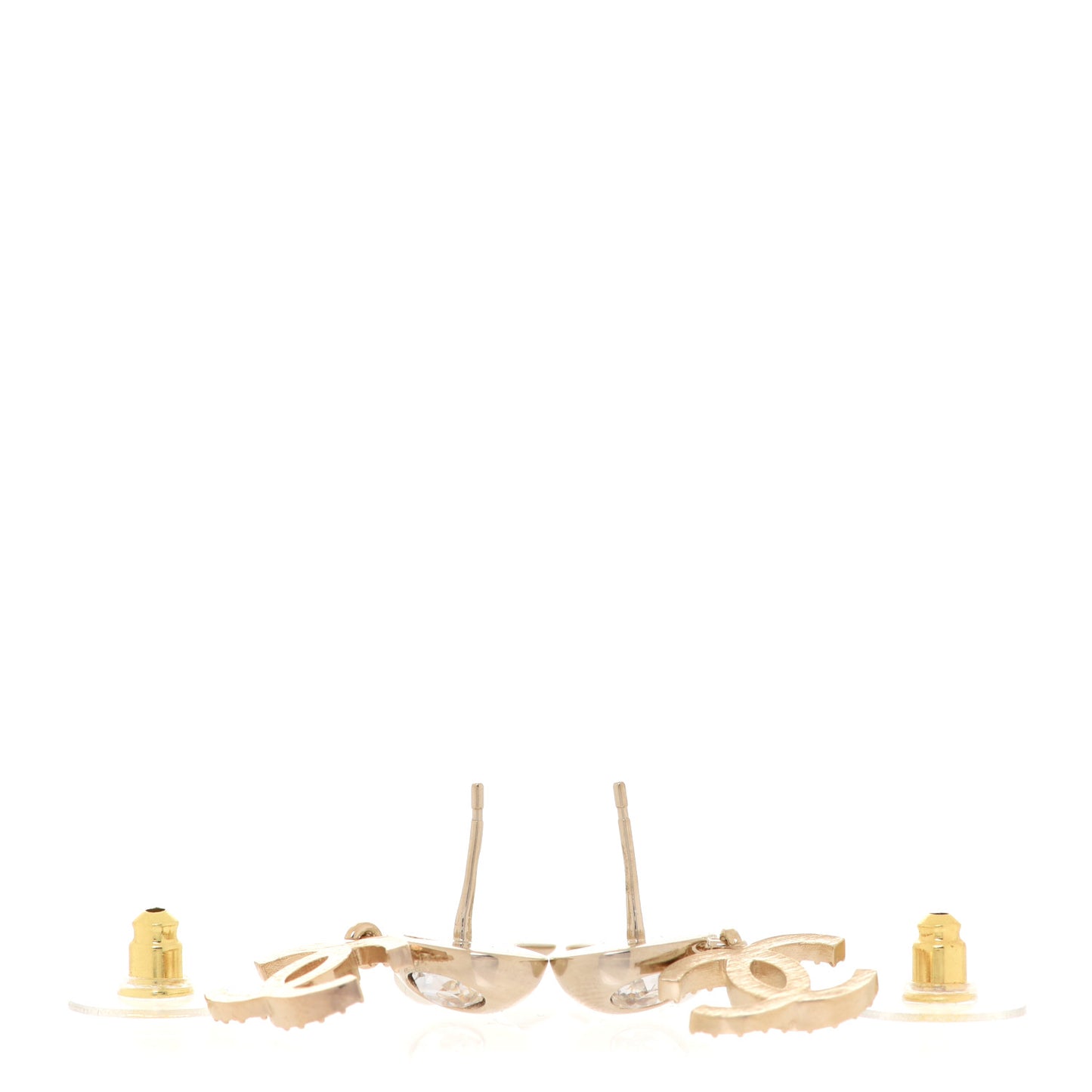 Crystal Pearl CC Drop Earrings Gold
