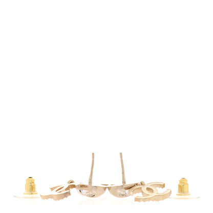 Chanel Crystal Pearl CC Drop Earrings Gold 3 of 5