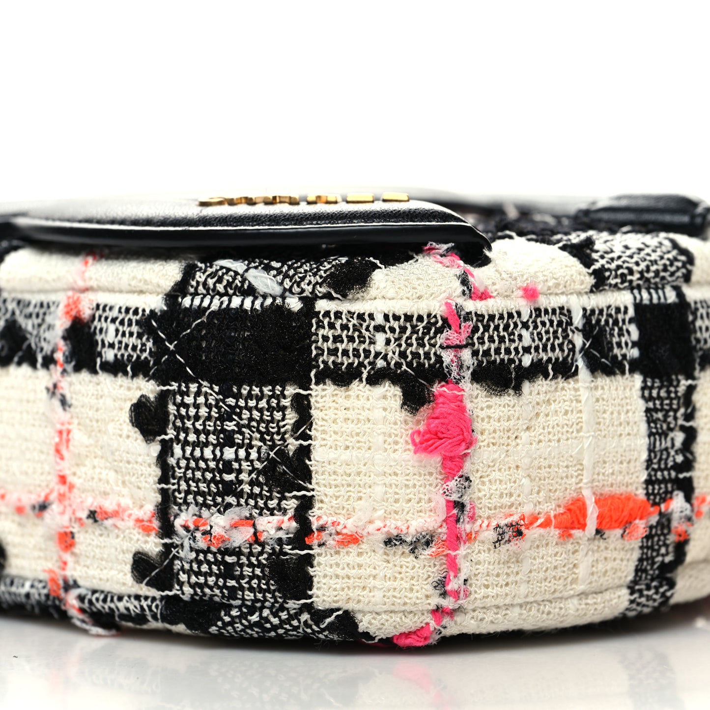 Tweed Lambskin Quilted Coco Midnight Camera Case White Black Multicolor