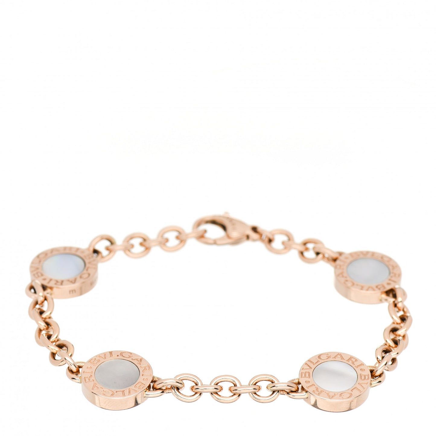 18K Rose Gold Mother of Pearl Black Onyx BVLGARI BVLGARI Four Station Bracelet