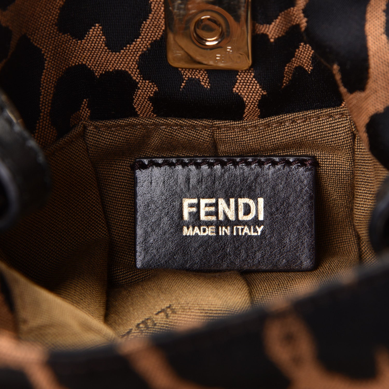 Fendi Jacquard Leopard Print Mini Chef Hobo Tobacco 6 of 7