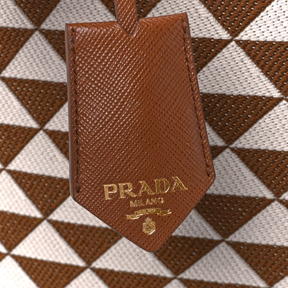 Prada Jacquard Saffiano Triangolo Symbole Embroidered Large Tote Tobacco Talco 9 of 12