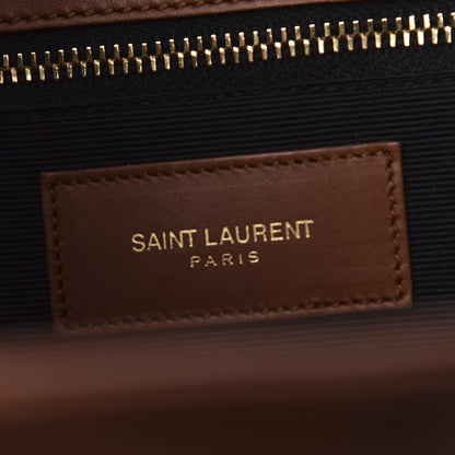 Saint Laurent Smooth Calfskin Matelasse Chevron Large Monogram Shopping Bag Brown 6 of 10