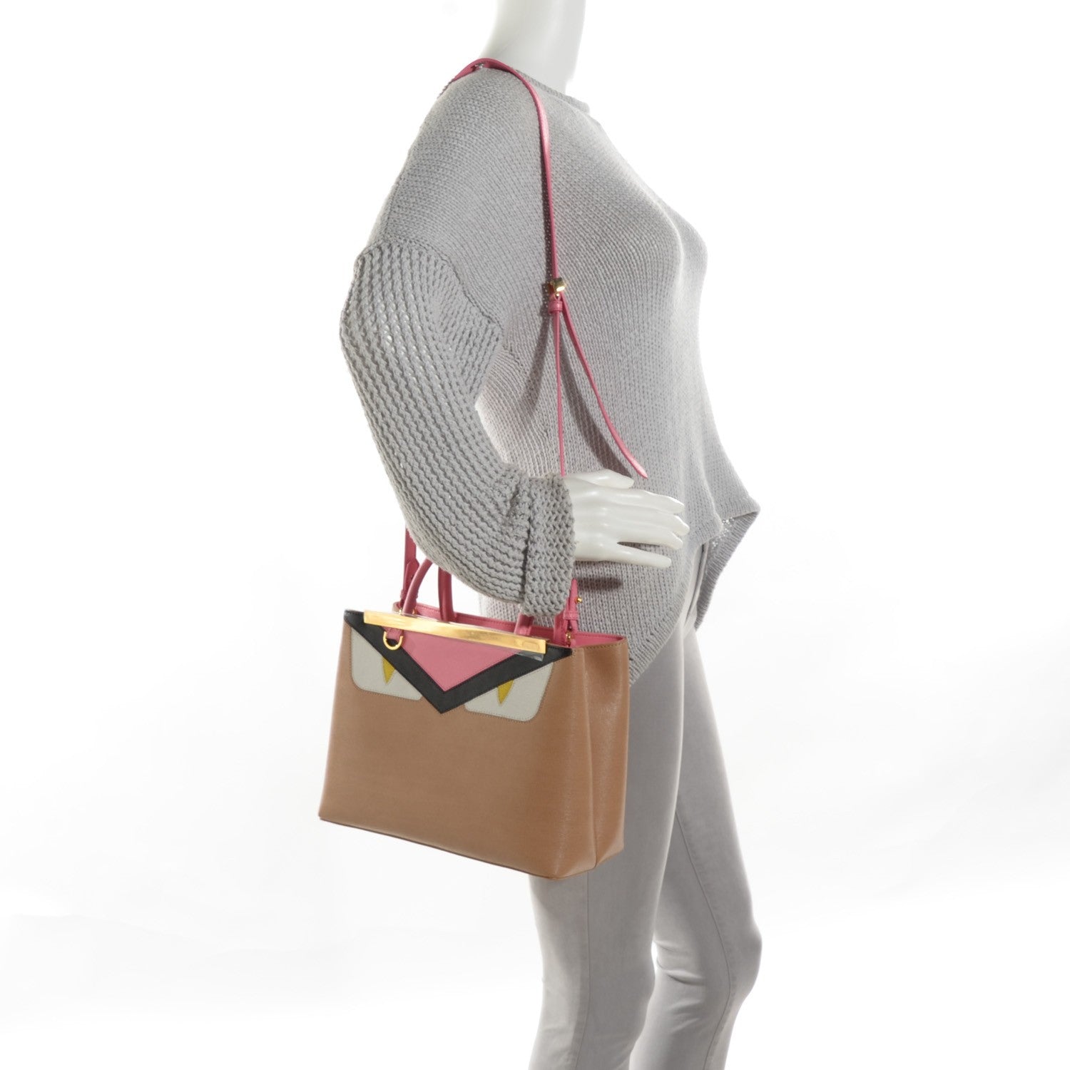 Fendi Vitello Elite Monster Petite 2Jours Tote Cuoio Lollypop Multicolor 2 of 8