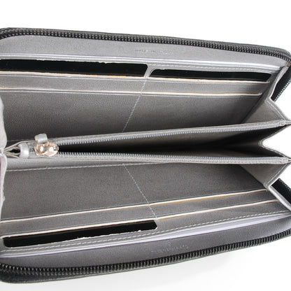 Chanel Lambskin Camellia Embossed Large Zip Around Gusset Wallet Black 9 of 12