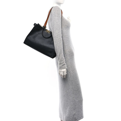 Fendi Vitello Seta Century Small Peekaboo X-Tote Black Brandy 2 of 10