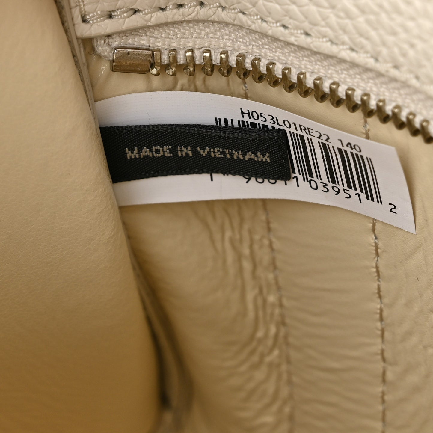 Grained Calfskin Micro The Tote Bag Cotton Silver