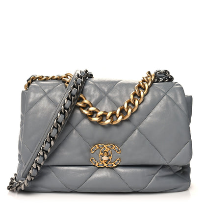 Chanel Lambskin Quilted Large Chanel 19 Flap Grey 1 of 11