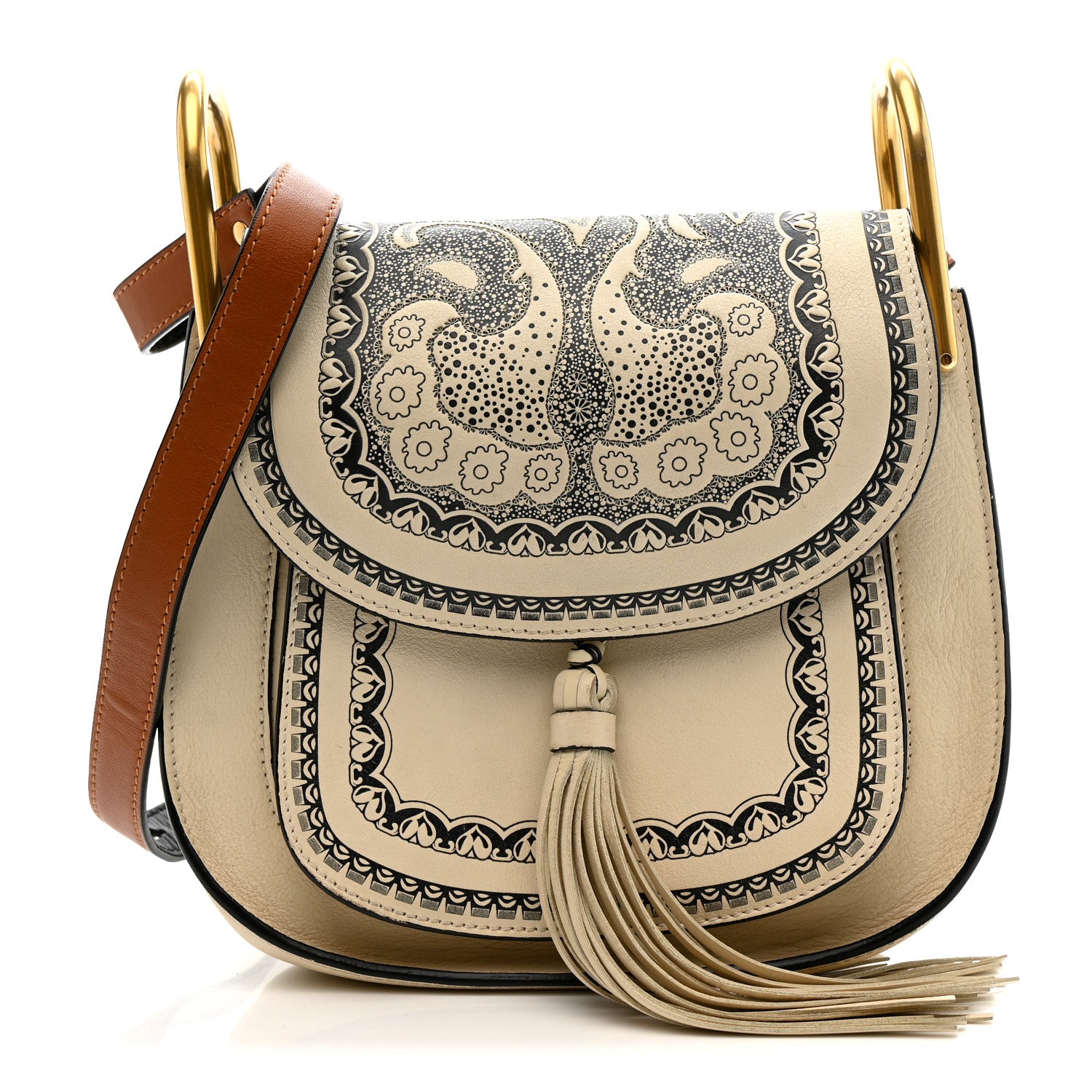 Chloe Calfskin Embossed Small Hudson Shoulder Bag Off White 1 of 13
