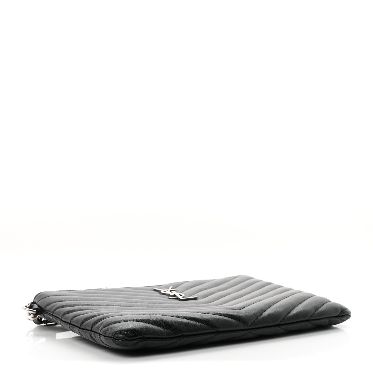 Calfskin Matelasse Chevron Monogram A5 Wristlet Black