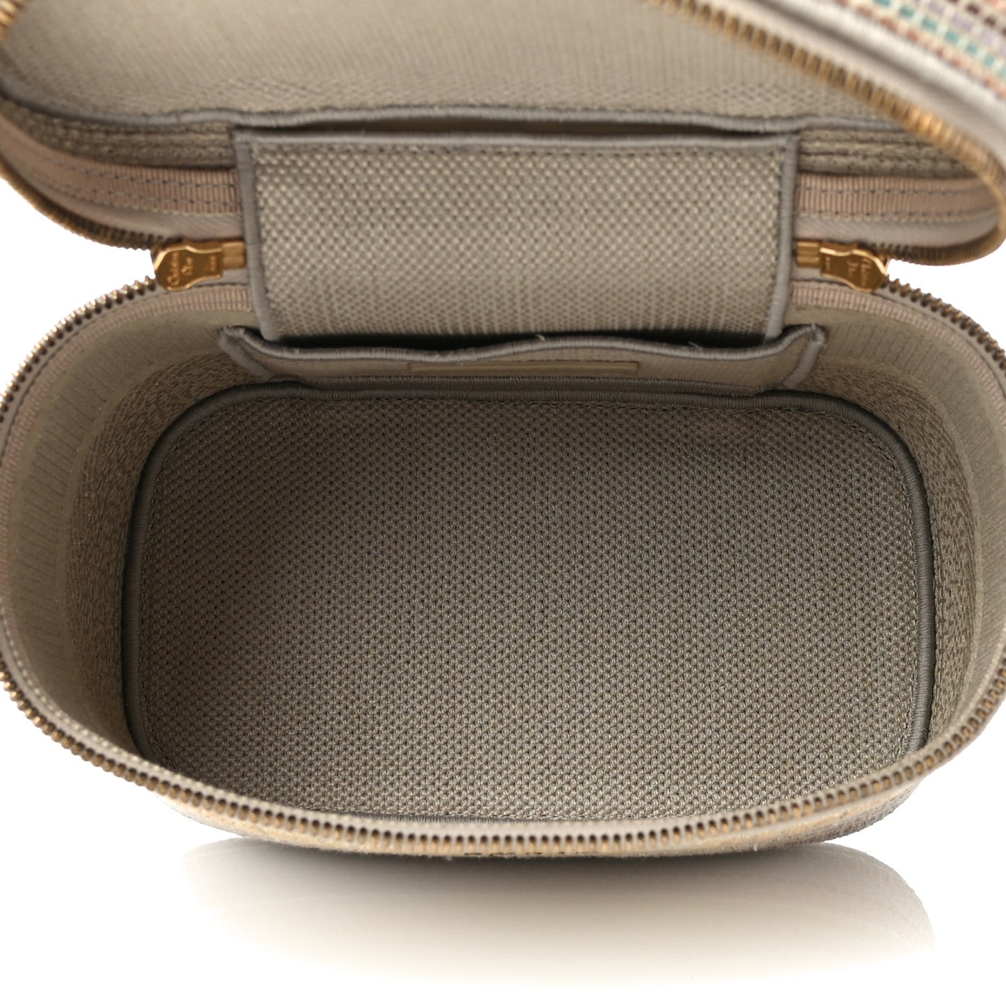 Canvas Embroidered Stripes Diortravel Vanity Case Multicolor