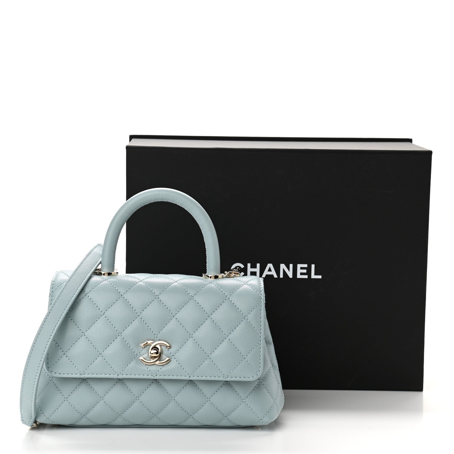 Chanel Caviar Quilted Mini Coco Handle Flap Light Blue 11 of 11