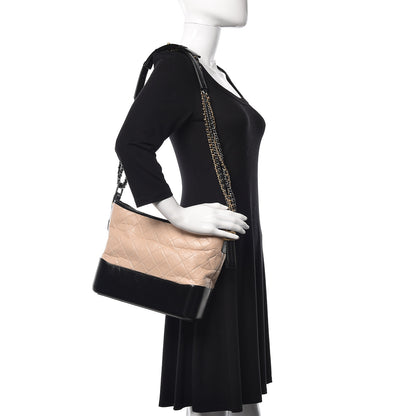 Chanel Aged Calfskin Quilted Medium Gabrielle Hobo Beige Black 1 of 16