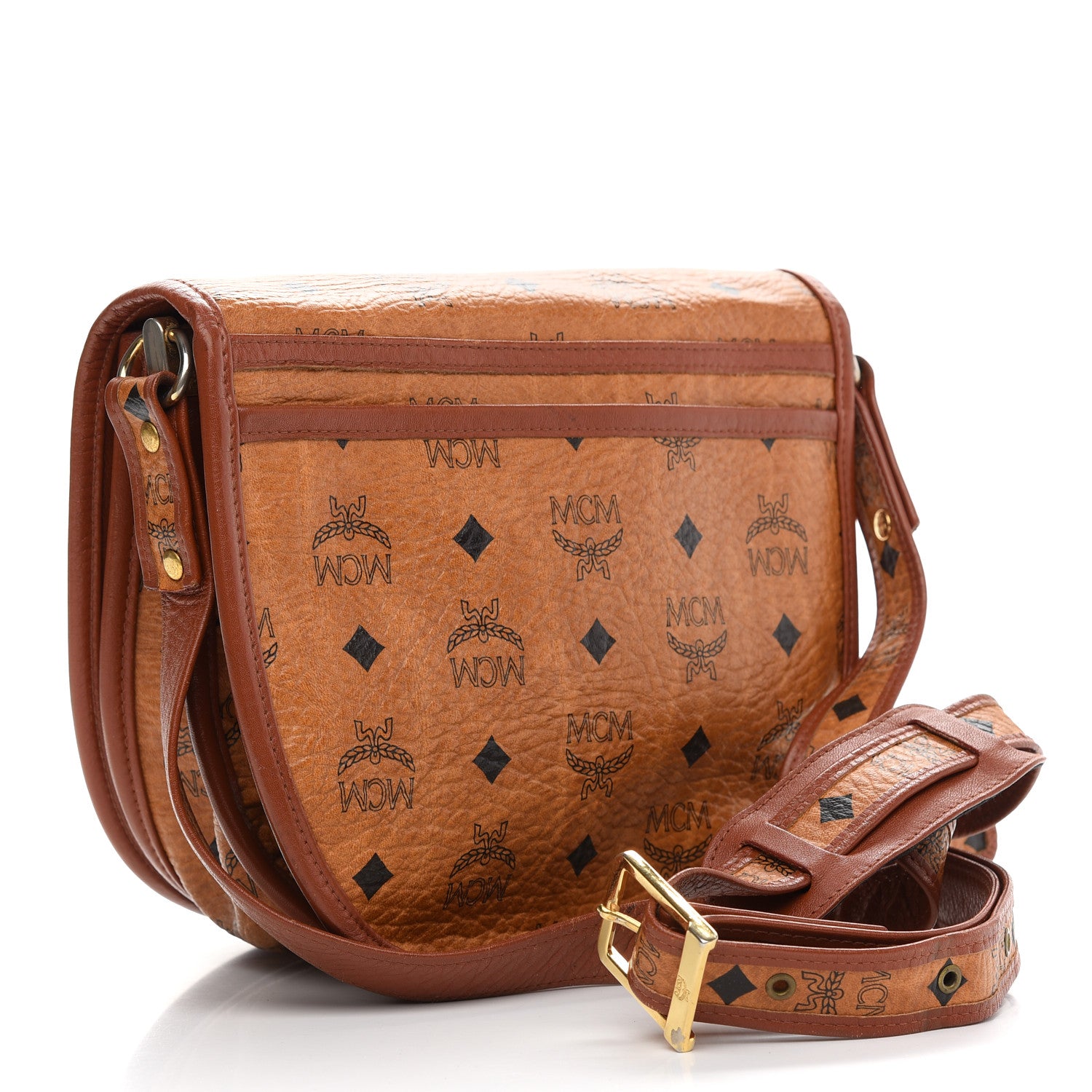 MCM Visetos Small Flap Shoulder Bag Cognac 3 of 12