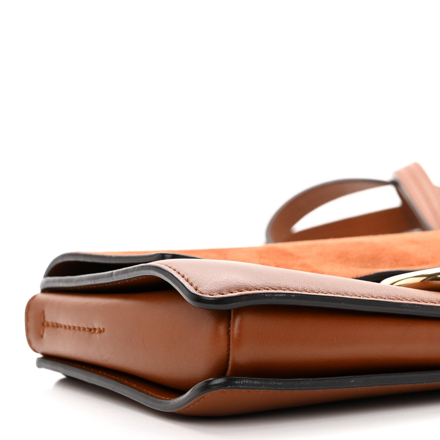 Suede Calfskin Small Faye Shoulder Bag Tobacco