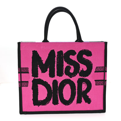 Christian Dior Canvas Embroidered Large Miss Dior Graffiti Book Tote Fuchsia Purple 1 of 12