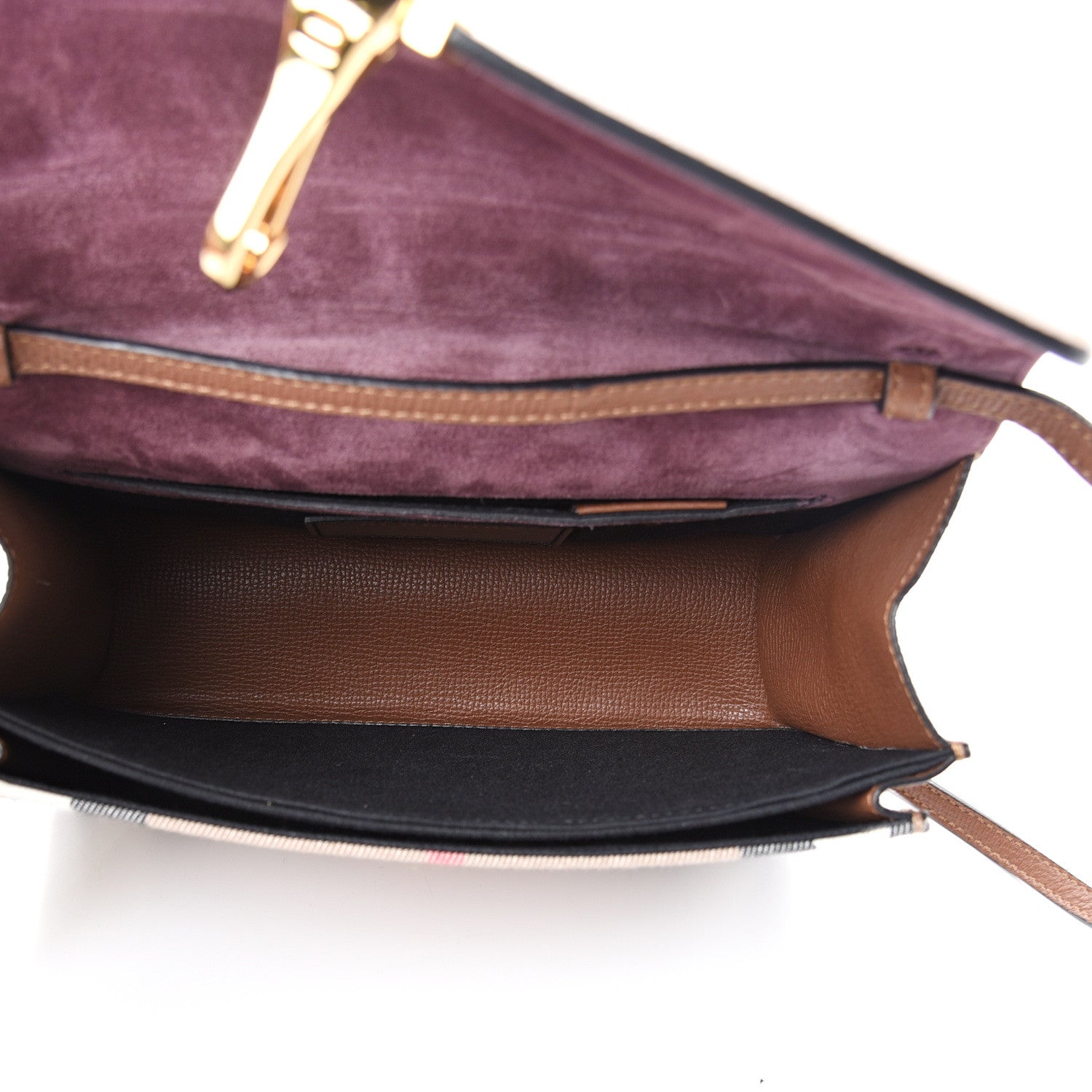 Burberry Derby Calfskin House Check Small Macken Crossbody Bag Tan 4 of 11