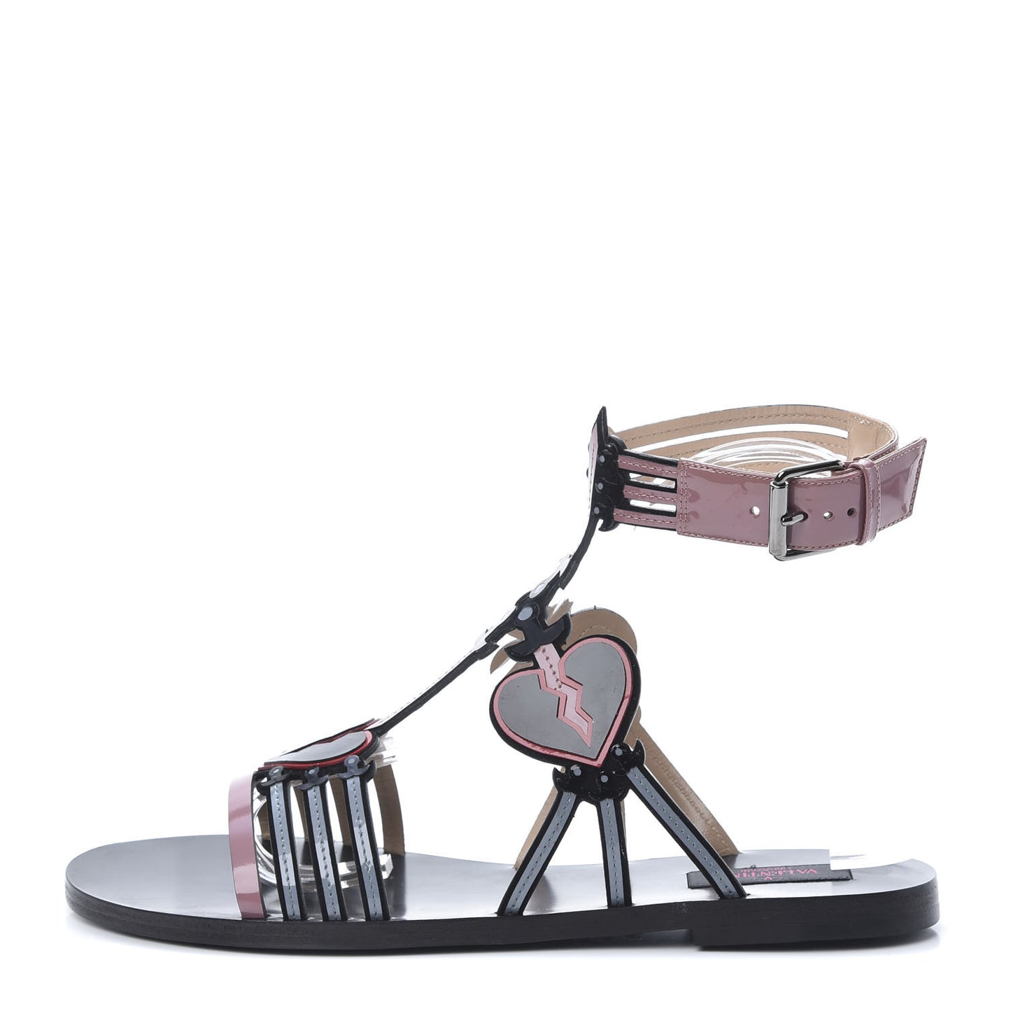 Nappa Loveblade Caged Flat Sandals 39 Black