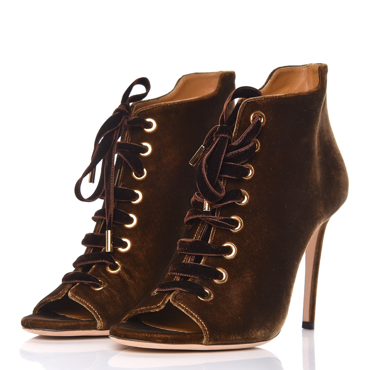 Jimmy Choo Velvet Lace Up Mavy 100 Booties 38.5 Amber 2 of 14