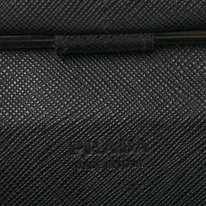Prada Saffiano Metal Large Zip Around Travel Wallet Black 6 of 10
