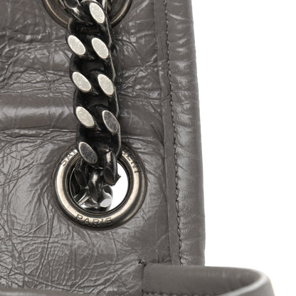 Saint Laurent Crinkled Calfskin Matelasse Monogram Large Niki Chain Satchel Fog 10 of 14