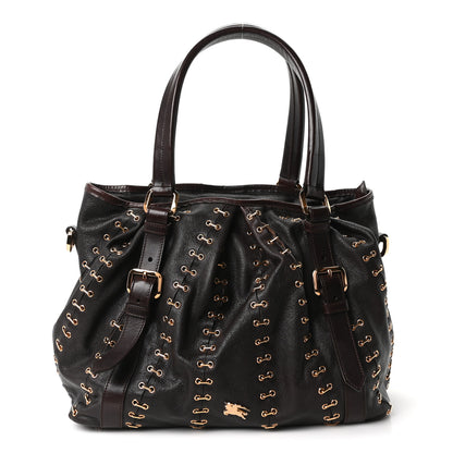 Burberry Calfskin Metal Stitch Lowry Chocolate Brown 1 of 11