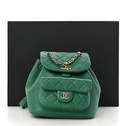 Chanel Lambskin Quilted Small Duma Drawstring Backpack Green 11 of 11