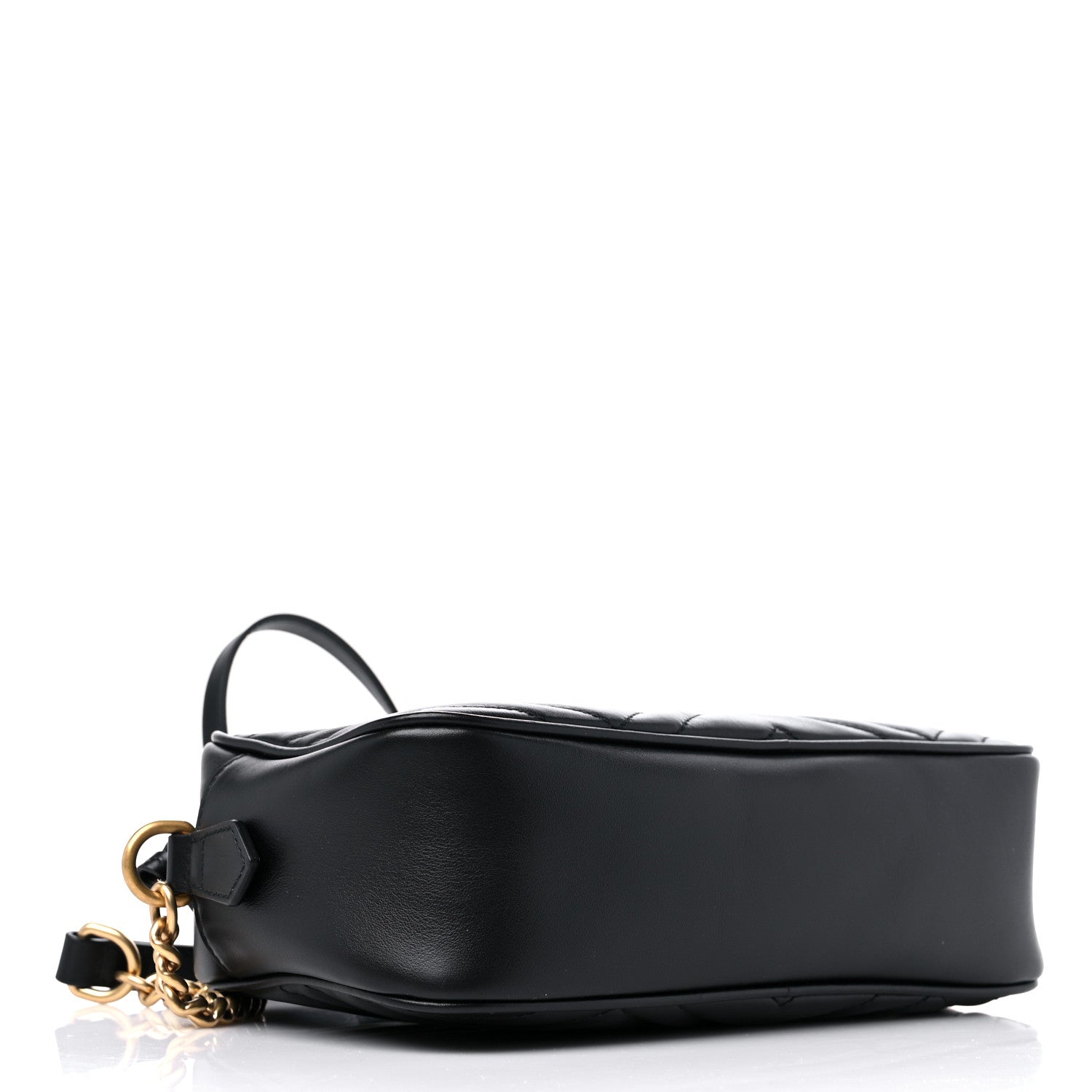 Gucci Calfskin Matelasse Small GG Marmont Chain Shoulder Bag Black 4 of 9