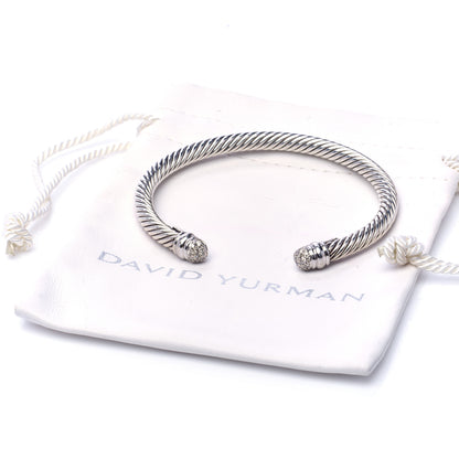 David Yurman Sterling Silver 18K White Gold Diamond 5mm Cable Classics Bracelet 7 of 7