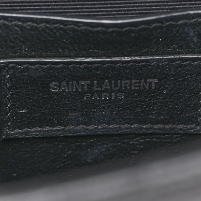 Saint Laurent Grain De Poudre Textured Mixed Matelasse Triquilt Small Monogram Satchel Black 6 of 9