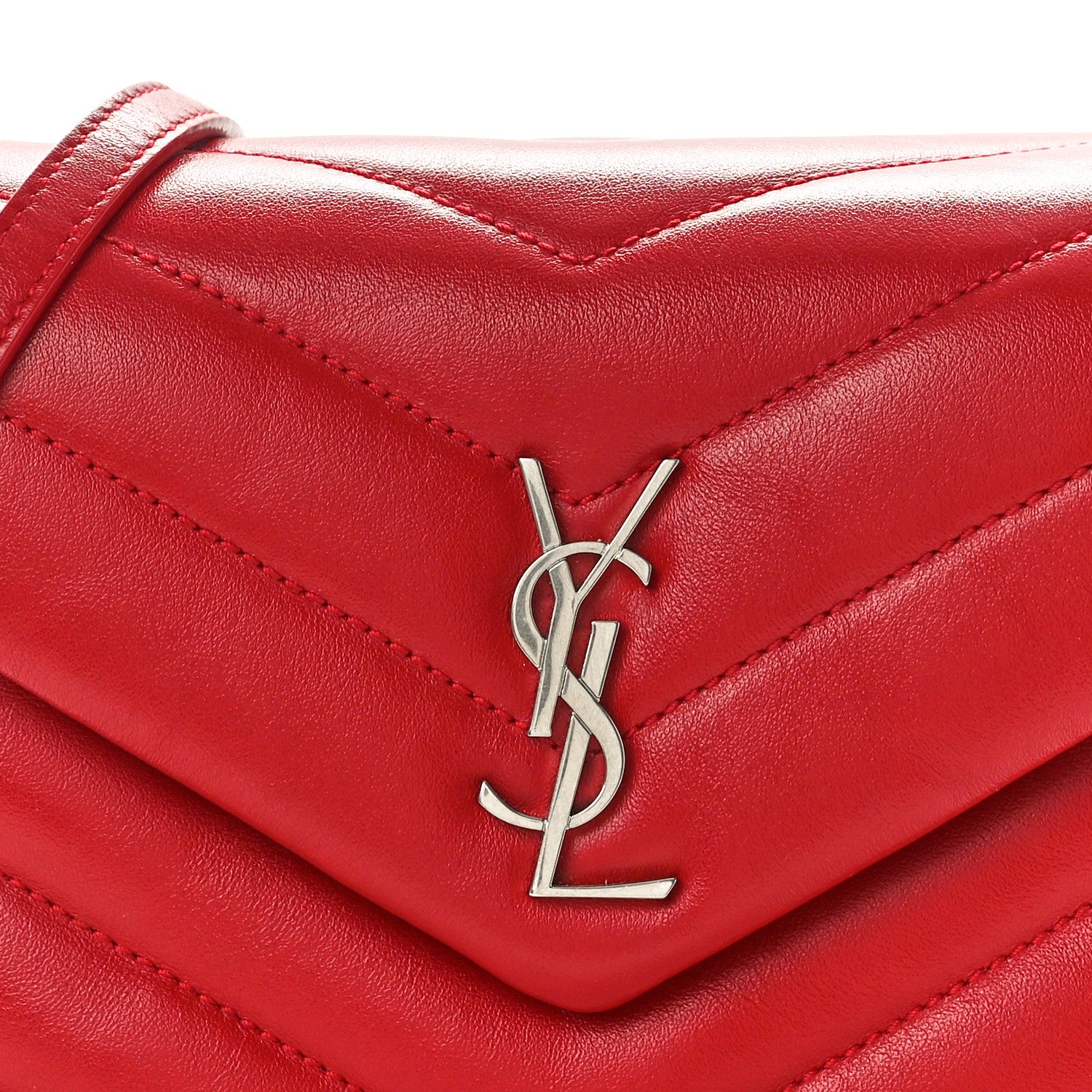 Saint Laurent Calfskin Y Quilted Monogram Toy Loulou Crossbody Bag Rouge Eros 8 of 10