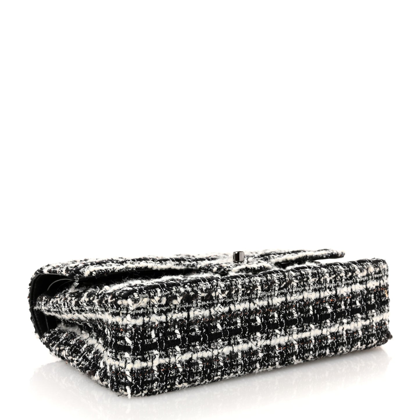 Tweed Quilted Medium Double Flap Black