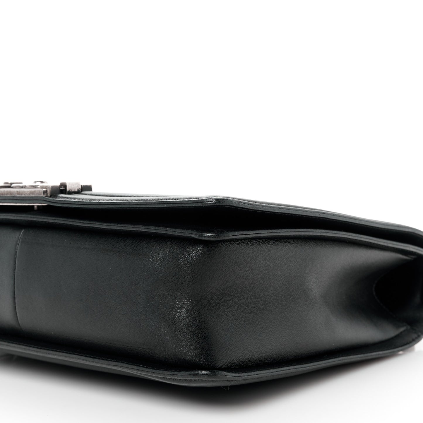 Lambskin Quilted Large Boy Flap Black