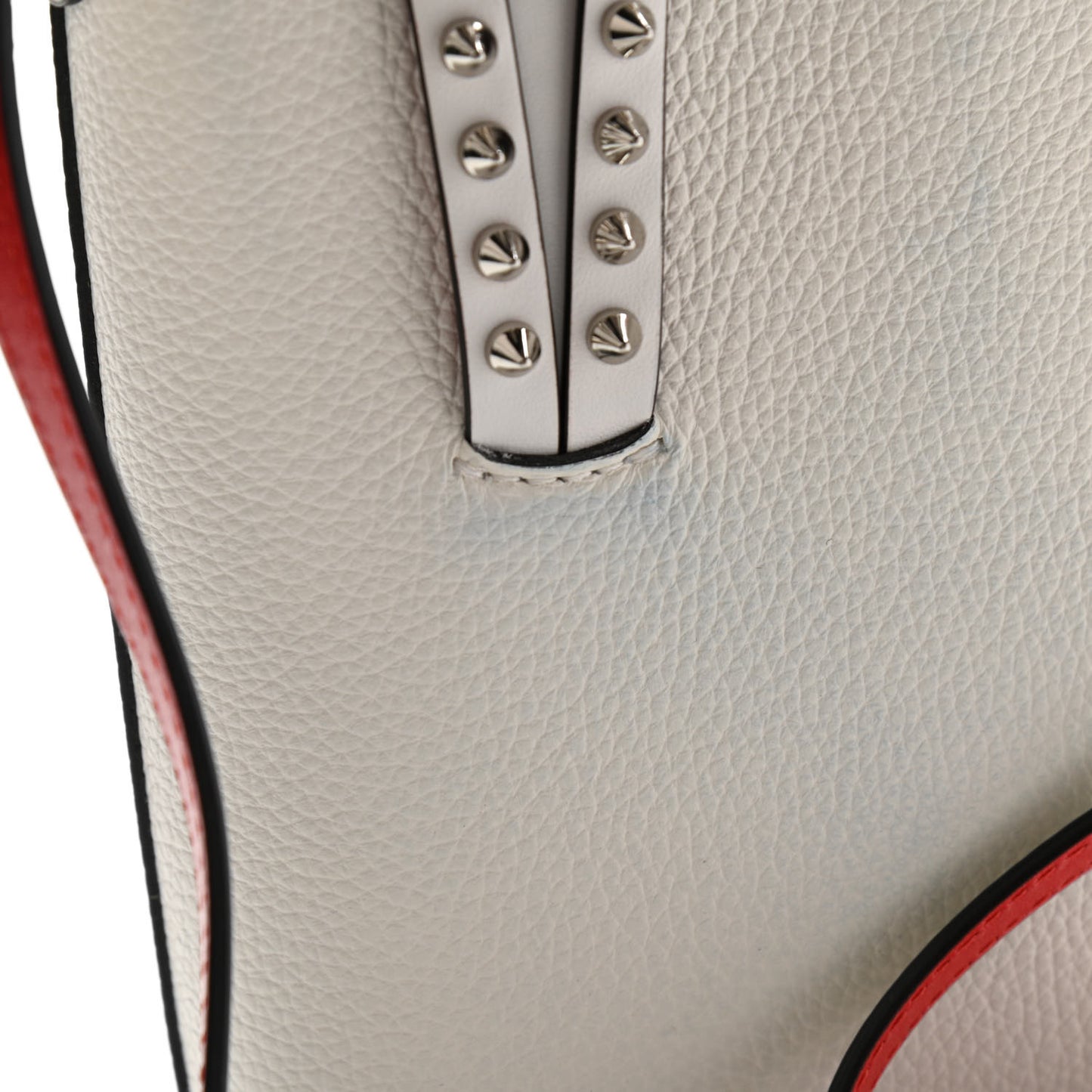 Calfskin Spikes Mini North South Cabata Tote White