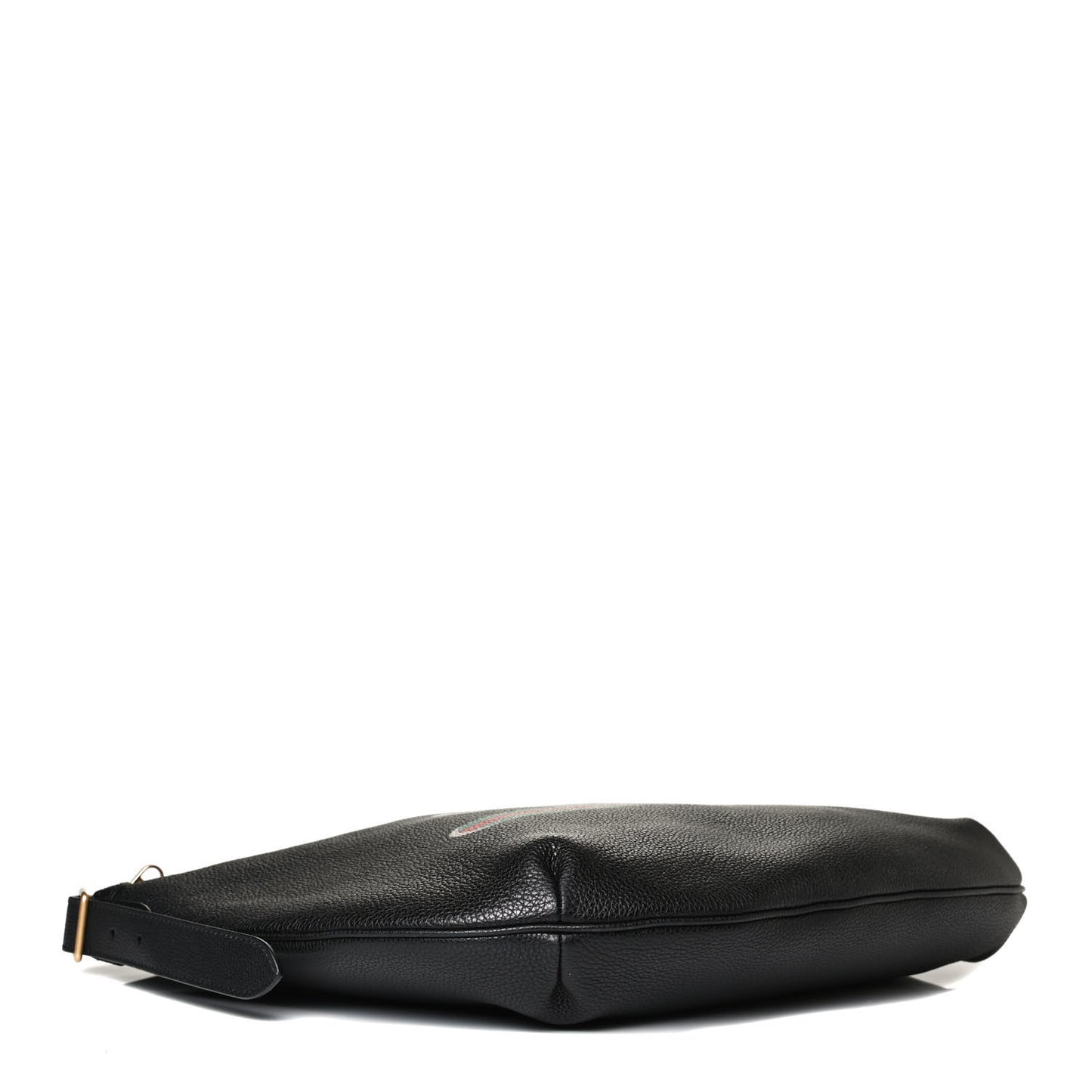 Grained Calfskin Logo Half Moon Hobo Black