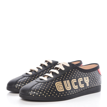 Gucci X SEGA Calfskin GUCCY Stars Womens Falacer Sneakers 40 Black 3 of 10