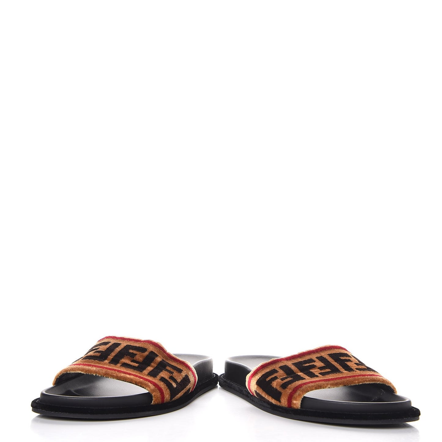 Velvet FF Slide Sandals 37 Testa di Moro Tobacco Fragola