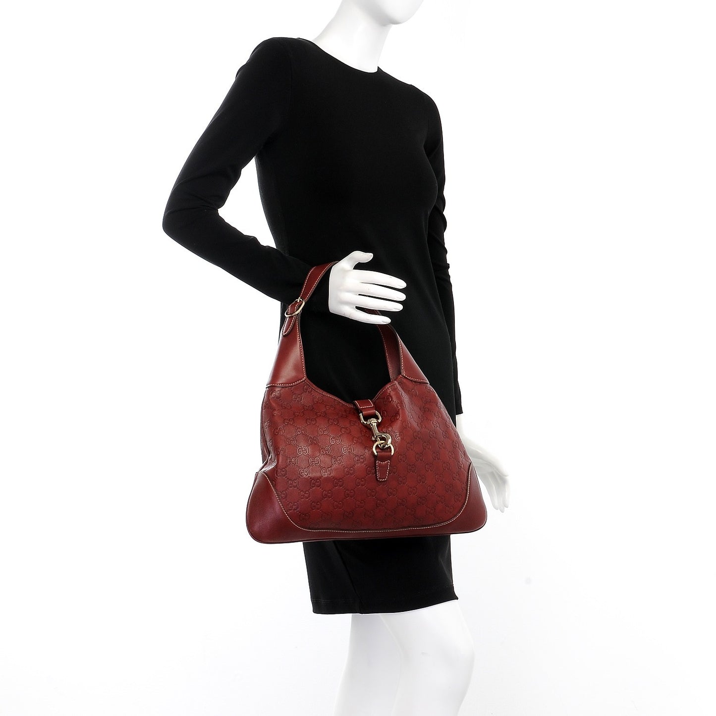 Guccissima Medium Jackie O Bouvier Hobo Dark Red