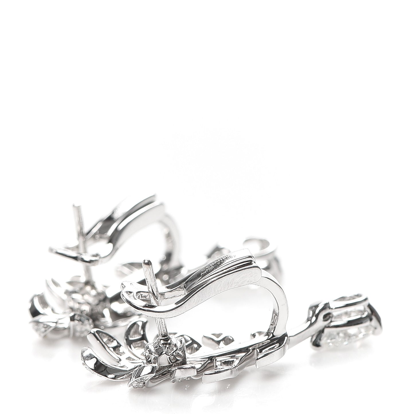 18K White Gold Diamond Plume De Chanel Earrings
