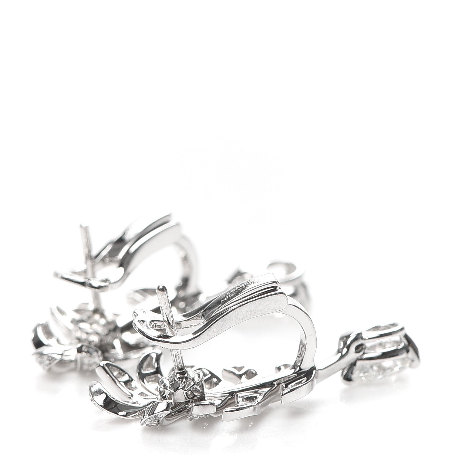 Chanel 18K White Gold Diamond Plume De Chanel Earrings 3 of 5