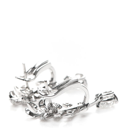 Chanel 18K White Gold Diamond Plume De Chanel Earrings 3 of 5