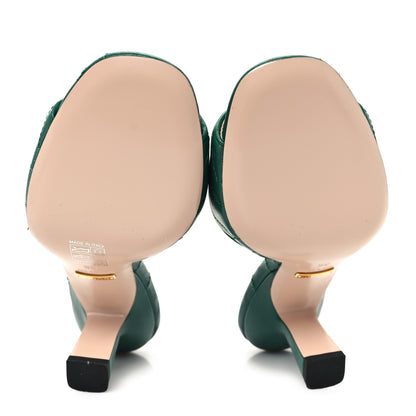 Gucci Nappa Matelasse GG Marmont 75mm Slide Sandals 36 Emerald 6 of 10